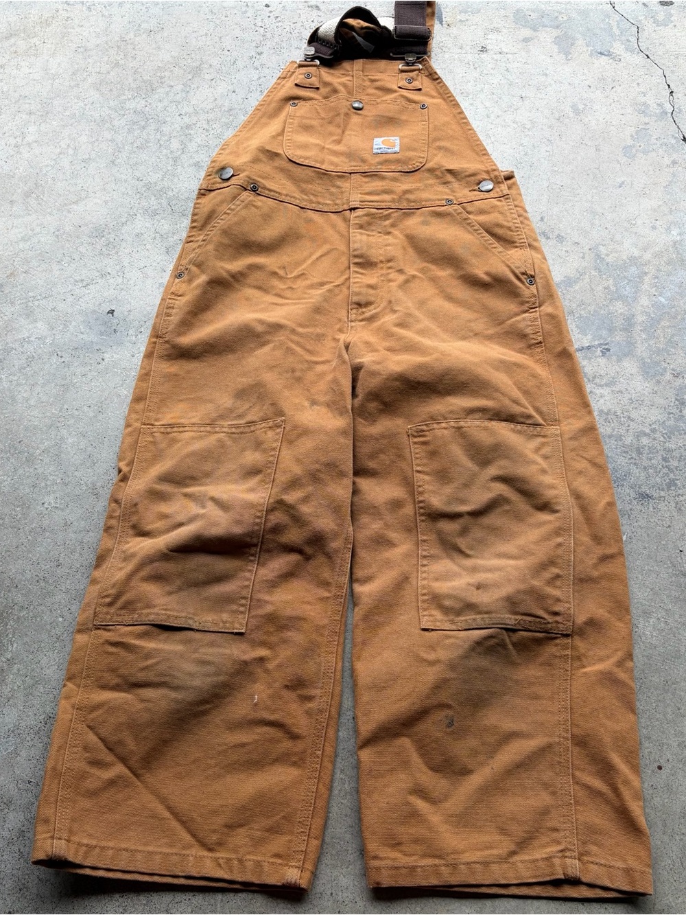 Carhartt Youth Duck Cotton Canvas Overalls Bibs Brown Kids Boys Work Wear